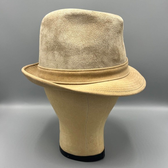 DOBBS VTG Fifth Avenue Trilby Hat Men's 6 7/8 Small Tan Beige‎ Suede Fedora. NOS - Picture 6 of 16
